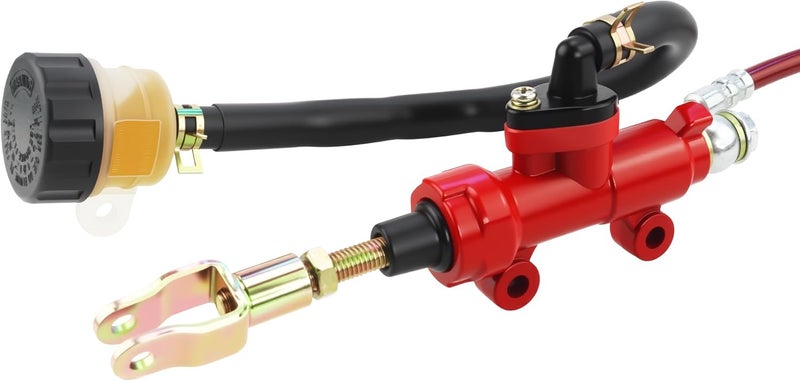 PRO BAT Rear Hydraulic Brake Assembly Caliper Master Cylinder Kit with Brake Pad Go Kart Golf Cart ATV (Red-1) - Image 4